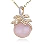 18k Yellow Gold Plated Sterling Silver Rose Quartz Diamond Accent Pendant, 18"
