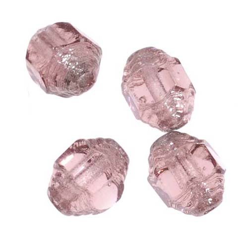 Czech Glass 7mm Art Deco Cathedral Beads 'Light Amethyst' Purple / Silver Ends (25)
