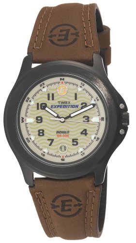 Timex Men's T47012 Metal Field Expedition Brown Leather Strap Watch.