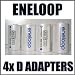 Sanyo Eneloop Spacer Pack: 4 Pack of D-size Adapters [Hassle Free Packaging]