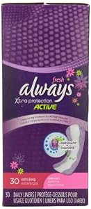 Always Xtra Protection Fresh Extra Long Daily Liners, 30 Count (Pack of 4) (Packaging May Vary)