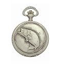 Jules Jurgensen Great Outdoors Series Antique Silver Tone Fisherman Covered Pocket Watch with Chain