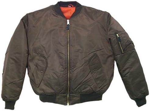 Reversible Air Force MA1 Flight Jacket Military MA-1 Style (Small, Brown)