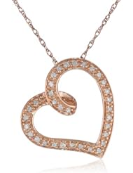 14k Rose Gold Diamond Heart Pendant Necklace (1/10 cttw, I-J Color, I3 Clarity), 18"
