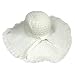 WHITE RUFFLED WIDE WIRED BRIM FLOPPY SUN HAT