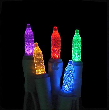 Set of 70 LED Multi-Color M5 Mini Christmas Lights - Green Wire