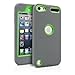 iPod Touch 5th Case, MagicMobile® Premium Dual Heavy Duty Hybrid Shockproof Resistant Armor Protective Case Cover for Apple iPod 5th Generation Gray Rugged Silicone Layer and Green Hard Plastic