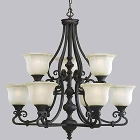 Thomasville Guildhall Nine Light Chandelier in Forged Black by Progress Lighting