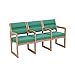 Wooden Mallet DW1-3 Valley 3-Seat Chair with Center Arms, Light Oak/Powder Blue