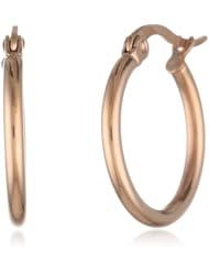 Stainless Steel 18 Karat Rose Gold Plated Small Round Hoop Earrings