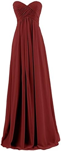 yan qiong Women's Sweetheart Bridesmaid Long Evening Gown Burgundy XS