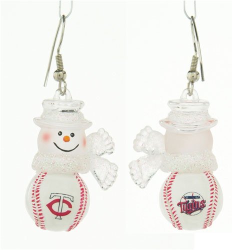 Minnesota Twins MLB Snowman Baseball Earrings (1)