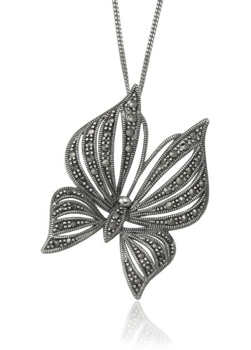 Sterling Silver Marcasite Butterfly Pendant, 18