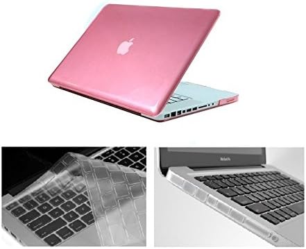 HYAIT 3-in-1 Ultra Slim Crystal Hard Case + Keyboard Cover + Anti-dust Plugs For Model A1278 13-inch Regular display Aluminum Unibody MacBook Pro - Pink