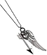 Angel Love - Arrow, Angel Wing, Heart Necklace Gunmetal