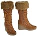 DANGEROUS Lace Up Wedge Boot W/ Faux Fur (CAMEL)
