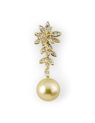 South Sea Golden Pearl Pendant with Diamonds in 14K Yellow Gold