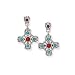 Sterling Silver Turquoise and Coral Cross Earrings