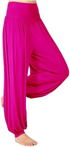 QueenFee Women's Cotton Soft Yoga Sports Dance Harem Pants Rose, XX-Large