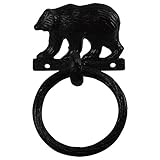 Black Metal Wall Mount Bear Kitchen/Bath Towel Ring Hanger Holder Rustic Decor