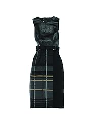 Sleeveless Plaid Print Leather  Dress