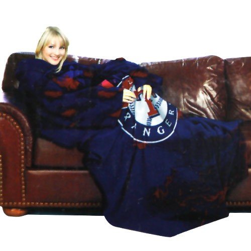 MLB Texas Rangers Adult Comfy Throw, Officially Licensed Blanket with Sleeves by Northwest 