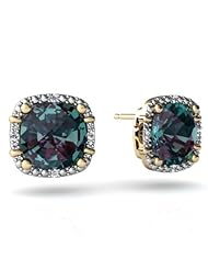 Created Alexandrite 14kt Yellow Gold Earrings