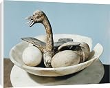 Canvas Prints of Lid of an alabaster jar decorated with a bird in a nest and eggs in a bowl, from Robert Harding