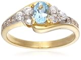 9ct Yellow Gold AMR318453 Ladies Blue Topaz & Cubic Zirconia Cluster Ring