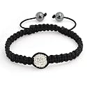 Bling Jewelry Unisex White Swarovski Crystal Bead Hematite Shamballa Bracelet 12mm