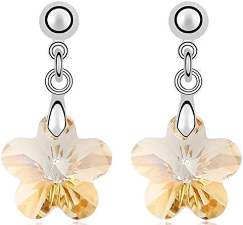 Crystal Flower Earrings Swarovski Element Silver Stud Golden