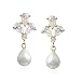 Yellow Gold Overlay Sterling Silver Freshwater Cultured Pearl & Cubic Zirconia Drop Earrings by Cheline