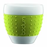 Bodum 8-Ounce Pavina Porcelain Cups with Silicone Grip, Green, Set of 2
