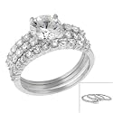 Sterling Silver Round CZ Bridal Engagement Stackable Ring Set