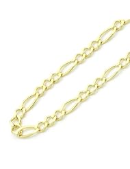 14K Yellow Gold 3mm Figaro Flat Chain Necklace 16"