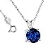 .925 Sterling Silver 7Mm. Blue Cubic Zirconia Pendant Necklace,18