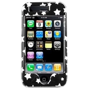 Amzer Snap On Crystal Hard Case Stars for iPhone 3G, 3G S (Black)