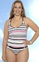 Pink Stripe Two Piece Cross Back Tankini Swimsuit - Plus Size Swimwear Plus Size Swimsuits