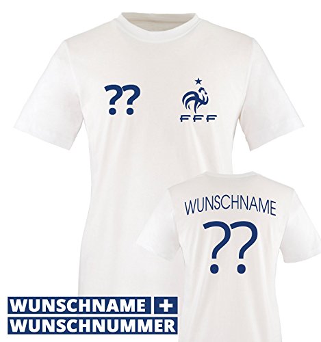 TRIKOT – FRA – WUNSCHDRUCK – Kinder T-Shirt – Weiss / Blau Gr. 152-164