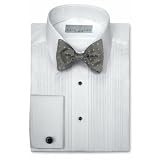 Neil Allyn Laydown Collar, 1/8 Pleated, Poly/Cotton with Convertible Cuffs/Placket Tuxedo Shirt