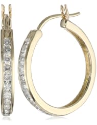 Womens 10k Gold Round-Cut Diamond Hoop Earrings (1/2 cttw, I-J Color, I2 Clarity)