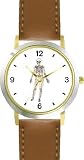 Skeleton No.1 - WATCHBUDDY® DELUXE TWO-TONE THEME WATCH - Arabic Numbers - Brown Leather Strap-Size-Children's Size-Small ( Boy's Size & Girl's Size )