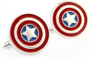 aBanyan Cufflinks (Men's Rhodium Plated Captain America Cuff links)