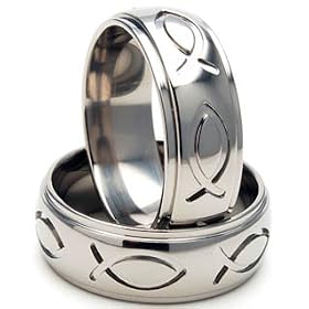 New JESUS FISH Titanium Ring, Free Jewelry Sizing 4-17!