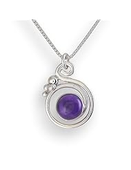Sterling Silver Amethyst Swirl Pendant Necklace