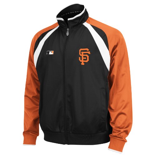 MLB Men's San Francisco Giants Thermabase Long Sleeve Full Zip Fleece Track Jacket, Pro Black/Pro Orange/Pro White, X-Large