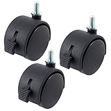 uxcell ねじ込み　ステムキャスターホイール　ブレーキ　キャスター　ブラック　ナイロン　8 x 15mm