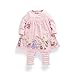 FERENYI Baby Girls Summer Clothes Cartoon Long-Sleeved Dress with Pants Sets