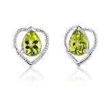 1.50 Carats Pear Shape Peridot Earrings in Sterling Silver