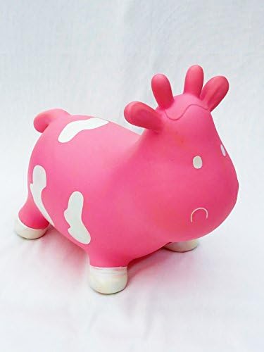 THE BOUNCING COW (Pink) - Inflatable Bouncing Toy Cow with Pump for Baby Boys or Girls - Ride, Bounce, or Hop on It - Swim, Bath, or Just Play with It - Pool Rubber Buddy - Air Stuffed Farm Animal Pet for Children - Kids Love This Gift - Recyclable Packaging